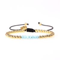 New Accessories Multi-color Mixed Faceted Natural Stone Bracelet Copper Plated Bead Adjustable Bracelet sku image 1