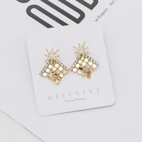 Stylish M-shaped Star Removable Two-piece Personalized Fan-shaped Earrings sku image 1