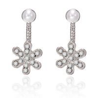 New Jewelry Silver Pearl Diamond Pendant Flower After Ear Jewelry Women sku image 1
