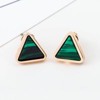 Marble Emerald Geometric Circle Triangle Turquoise Earrings sku image 1