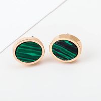 Marble Emerald Geometric Circle Triangle Turquoise Earrings sku image 2