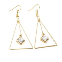 Handmade Fashion Simple Korean Geometric Triangle Wild Earrings Turquoise Pierced Ear Clips sku image 1