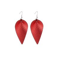 Fashion Creative Earrings Simple Leaf Water Drop Pu Artificial Leather Earring Jewelry Wholesale sku image 4