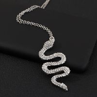 Creative Pop Snake Necklace Metal Diamond Pendant main image 3