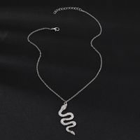 Creative Pop Snake Necklace Metal Diamond Pendant main image 5