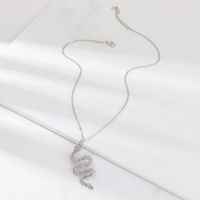 Creative Pop Snake Necklace Metal Diamond Pendant main image 7