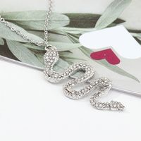 Creative Pop Snake Necklace Metal Diamond Pendant main image 8