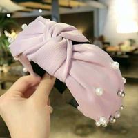 Hair Accessories Korean Pearl Cloth Knotted Knot Wide Headband Hairband sku image 3