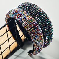 Hair Accessories Luxury Beaded Sponge Fabric With Crystal Wide Edge Hair Band main image 2