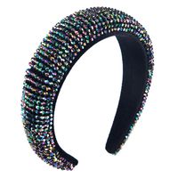 Hair Accessories Luxury Beaded Sponge Fabric With Crystal Wide Edge Hair Band main image 3