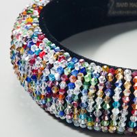 Hair Accessories Luxury Beaded Sponge Fabric With Crystal Wide Edge Hair Band main image 5