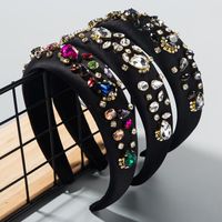 Fashion Colorful Thin Sponge Hair Hoop Ladies Gemstone Color Rhinestone Super Flash Headband main image 2