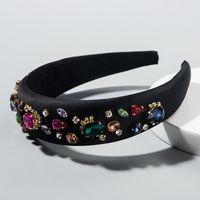 Fashion Colorful Thin Sponge Hair Hoop Ladies Gemstone Color Rhinestone Super Flash Headband main image 4