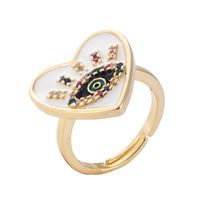 New Fashion Copper Micro Inlaid Colored Zircon Open Heart Ring main image 6