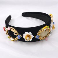 Vintage Court Baroque Beauty Head Dinner Party Modeling Gem Wide Headband Headdress main image 5