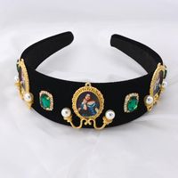 Headband For Women Simple Korean Elegant Imitation Pearl Hair Hole Baroque Retro Photo Frame Oil Painting Non-slip Headband main image 5