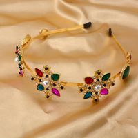 Baroque Vintage Color Crystal Pearl Rhinestone Flower Headband Earrings main image 4