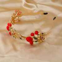 New Baroque Rose Rhinestone Gem Flannel Women&#39;s Narrow Hair Accessories Korean Headband main image 4