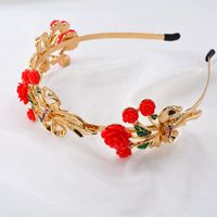 New Baroque Rose Rhinestone Gem Flannel Women&#39;s Narrow Hair Accessories Korean Headband main image 5