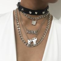 Jewelry Ladies Hip-hop Item Personalized Punk Studs Pu Multilayer Suit Necklace main image 1