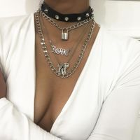 Jewelry Ladies Hip-hop Item Personalized Punk Studs Pu Multilayer Suit Necklace main image 3