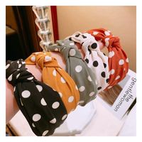 Retro Sweet Cream Polka Dot Middle Knot Double Hoop Wholesales Yiwu Suppliers China main image 1