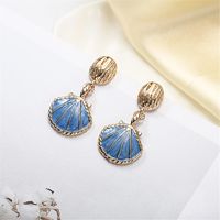 New Fashion Color Retention Plating Retro Marine Wind Shell Ear Pin Earrings Wholesale main image 4