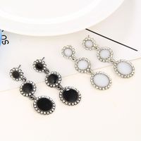 Européen Et Américain À La Mode Nouveau Simple Personnalité Diamant-intégré Longue Boucles D'oreilles Rétro Cercle Alliage Oreille Goujons Boucles D'oreilles Usine Directe Ventes main image 1