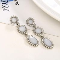 Trendy New Simple Diamond Long Earrings Retro Circle Alloy Earrings main image 3