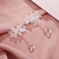 Korean Fashion Fresh Acrylic Petal Earrings Snowflake Pearl Earrings White Flowers Wave Earrings main image 3