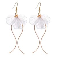 Korean Fashion Fresh Acrylic Petal Earrings Snowflake Pearl Earrings White Flowers Wave Earrings main image 6