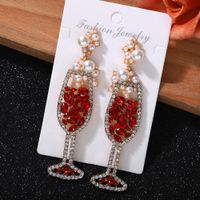 New Wine Glass Earrings Fashion Diamond Earrings Wholesale main image 4