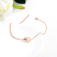 Titanium Steel Jewelry Women&#39;s Rose Gold Plated Double Ring Zircon Stainless Steel Anklet main image 3