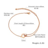 Titanium Steel Jewelry Women&#39;s Rose Gold Plated Double Ring Zircon Stainless Steel Anklet main image 6