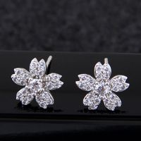 Korean Fashion Sweet Zirconium Simple Flower Stud Earrings Whoesales Yiwu main image 1