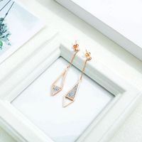 Korean Fashion Earrings Titanium Steel Ladies Earrings Zircon Diamond Full Diamond Earrings Female Wild Tassel Earrings main image 3