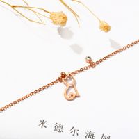 Korean Cute Cat Anklet Hollow Titanium Steel Plated Rose Gold Anklet Girlfriends Feet Jewelry main image 4