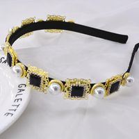 Hoop Retro Wind Baroque Rhinestone Pearl Crystal Druna Hair Hoop sku image 2