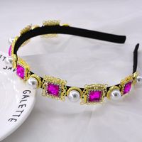 Hoop Retro Wind Baroque Rhinestone Pearl Crystal Druna Hair Hoop sku image 4