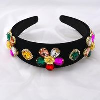 Stoff Breit Krempiges Stirnband Barockes Haarnack Stirnband Frauen Koreanische Kristallfarbe Süße Rutsch Feste Haarschmuck sku image 1