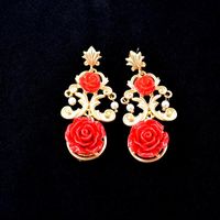 Vintage Pendant Baroque Long Court Pearl Flower Earrings Wholesale sku image 2
