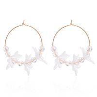 Korean Fashion Fresh Acrylic Petal Earrings Snowflake Pearl Earrings White Flowers Wave Earrings sku image 1