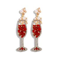 New Wine Glass Earrings Fashion Diamond Earrings Wholesale sku image 3