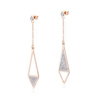 Korean Fashion Earrings Titanium Steel Ladies Earrings Zircon Diamond Full Diamond Earrings Female Wild Tassel Earrings sku image 1