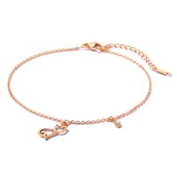 Korean Cute Cat Anklet Hollow Titanium Steel Plated Rose Gold Anklet Girlfriends Feet Jewelry sku image 1