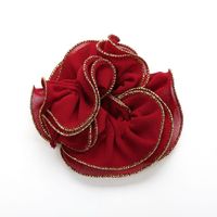 Korean Simple Hair Accessories Wild Gold Silk Cloth Wave Cheap Hair Ring Wholesale main image 5