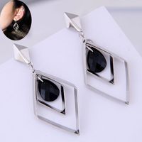 Korean Fashion Metal Texture Geometric Diamond Stud Earrings Wholesale main image 1