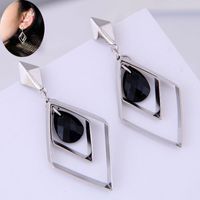 Korean Fashion Metal Texture Geometric Diamond Stud Earrings Wholesale main image 2
