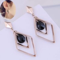 Korean Fashion Metal Texture Geometric Diamond Stud Earrings Wholesale main image 3