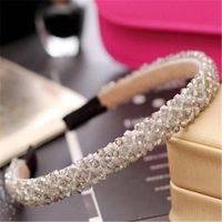 Korean Luxury Crystal Temperament Female Handmade Beaded Woven Wide Hair Accessories Hair Hoop main image 3